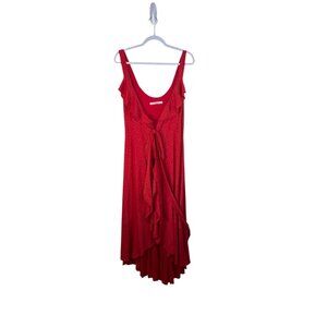 Anthropologie Hutch Red Sleeveless Hi-Low Dress Robe Swim Cover Tie Front